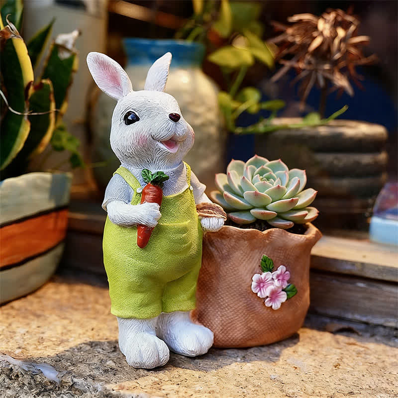 Resin Bunny Garden Succulent Planter Pot - image 13