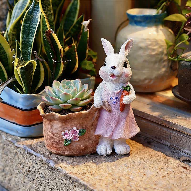 Resin Bunny Garden Succulent Planter Pot - image 4