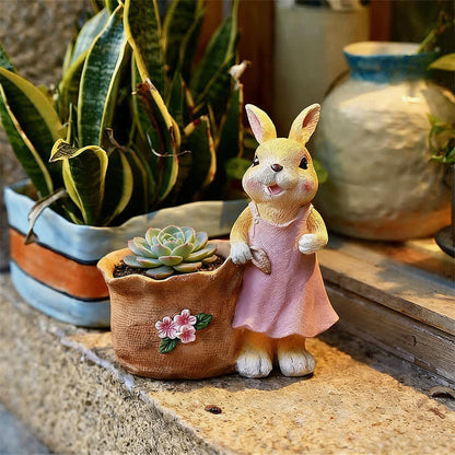 Resin Bunny Garden Succulent Planter Pot - image 2