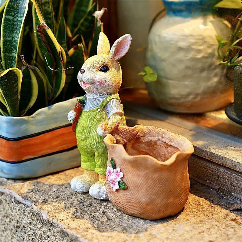 Resin Bunny Garden Succulent Planter Pot - Male Yellow Rabbit - 2PCS - 8"H - image 11