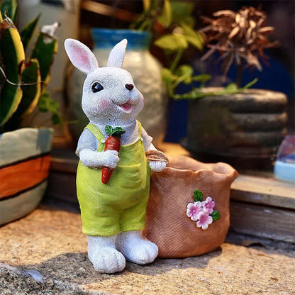 Resin Bunny Garden Succulent Planter Pot - Male White Rabbit - 2PCS - 8"H - image 15