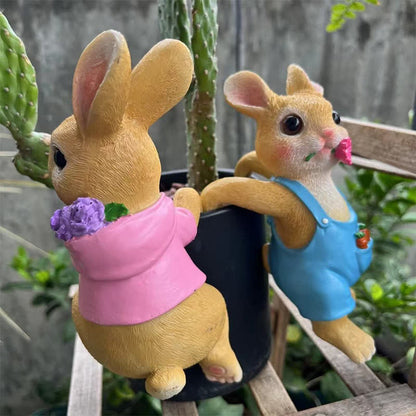 Whimsical Resin Bunny Pot Climbers Set - image 2