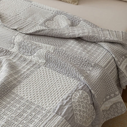 Patchwork Style Heart Cotton Gauze Quilt Blanket - image 6