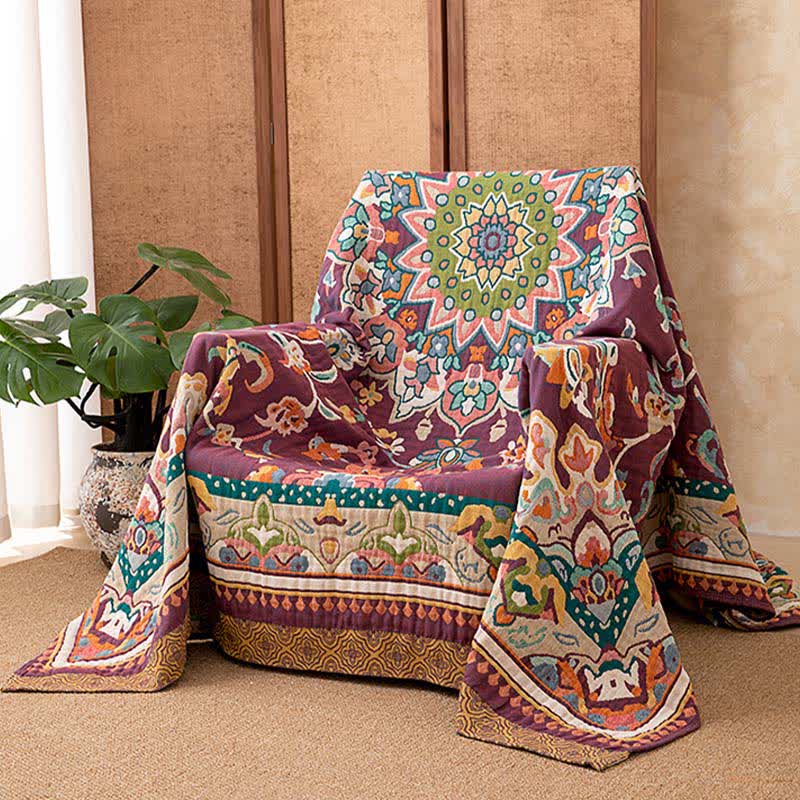 Retro Ethnic Style Cotton Quilt Blanket - image 3