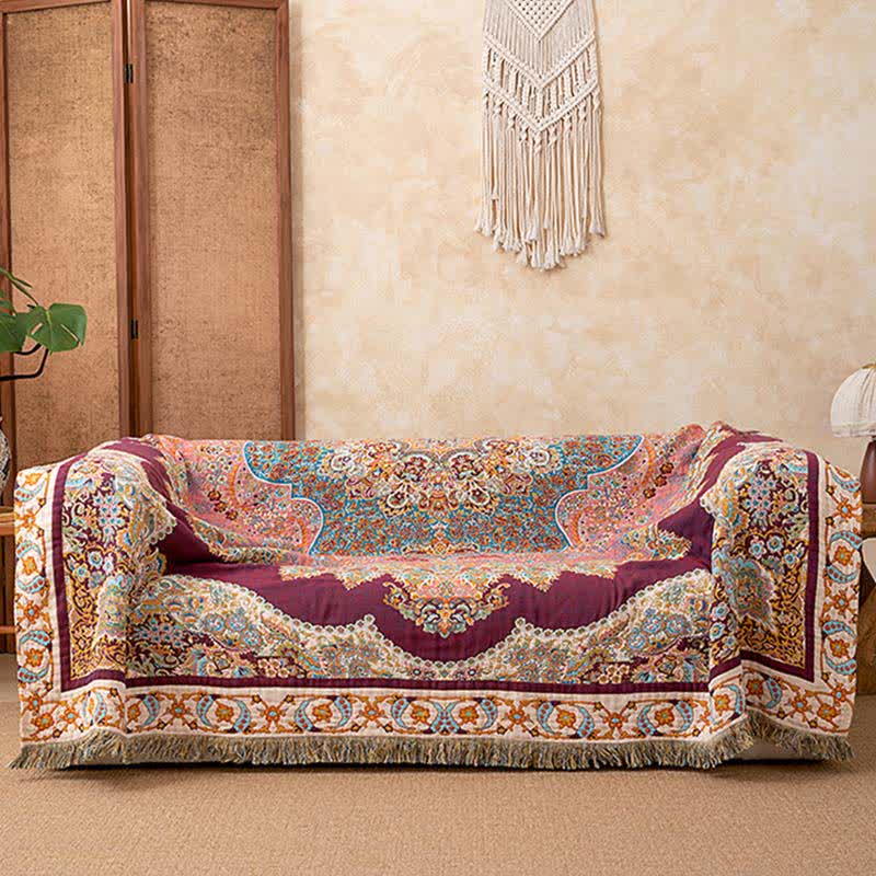 Retro Ethnic Tassel Cotton Blanket - image 1