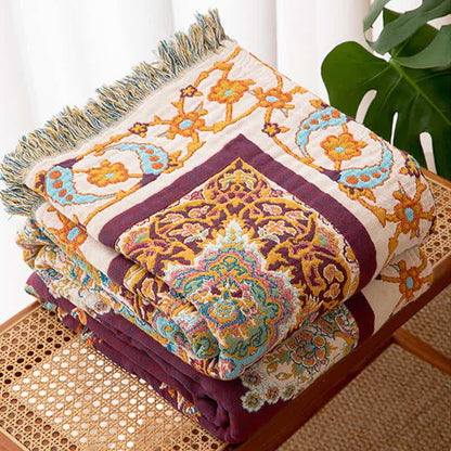 Retro Ethnic Tassel Cotton Quilt Blanket - image 4