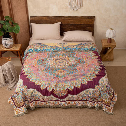 Retro Ethnic Tassel Cotton Blanket - image 3