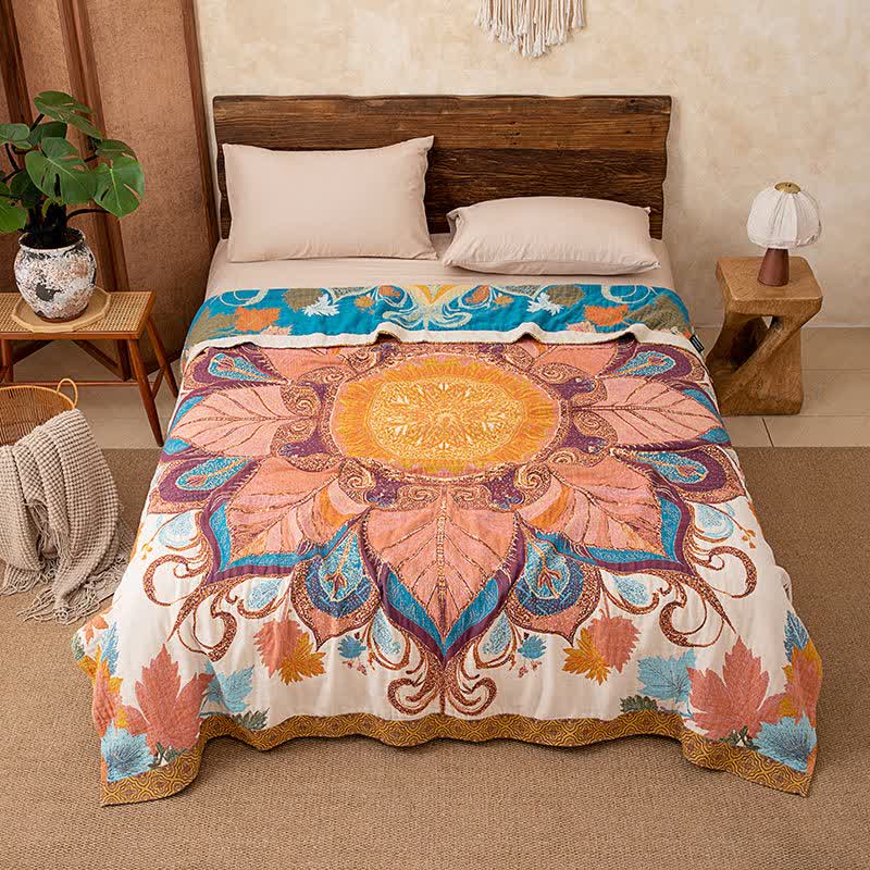 Retro Style Floral Cotton Blanket - image 4