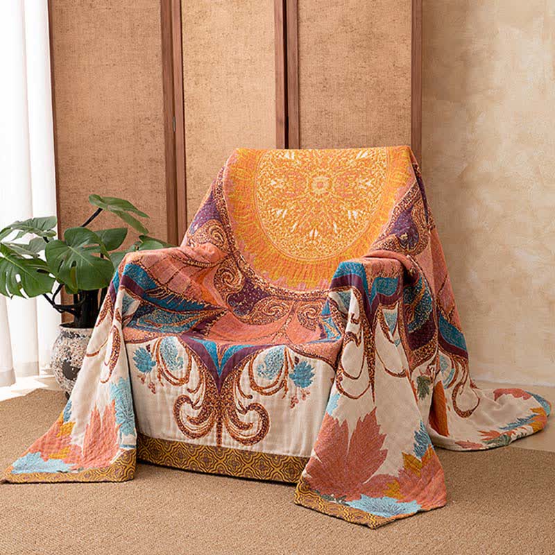 Retro Style Floral Cotton Blanket - 90"W x 98"L - image 0