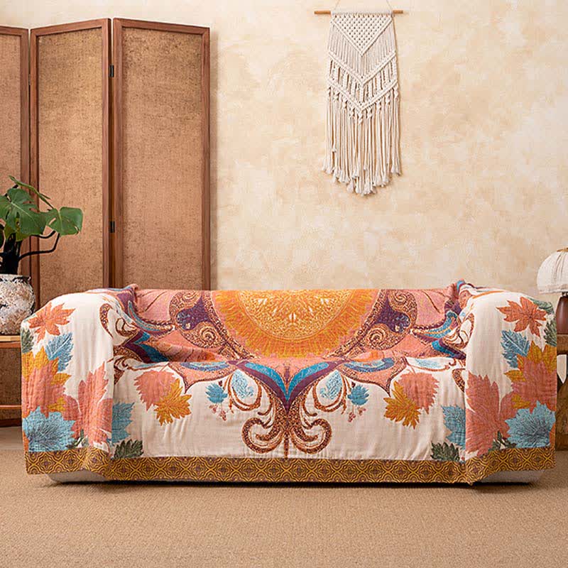 Retro Style Floral Cotton Blanket - image 2