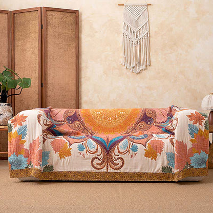 Retro Style Floral Cotton Blanket - image 2