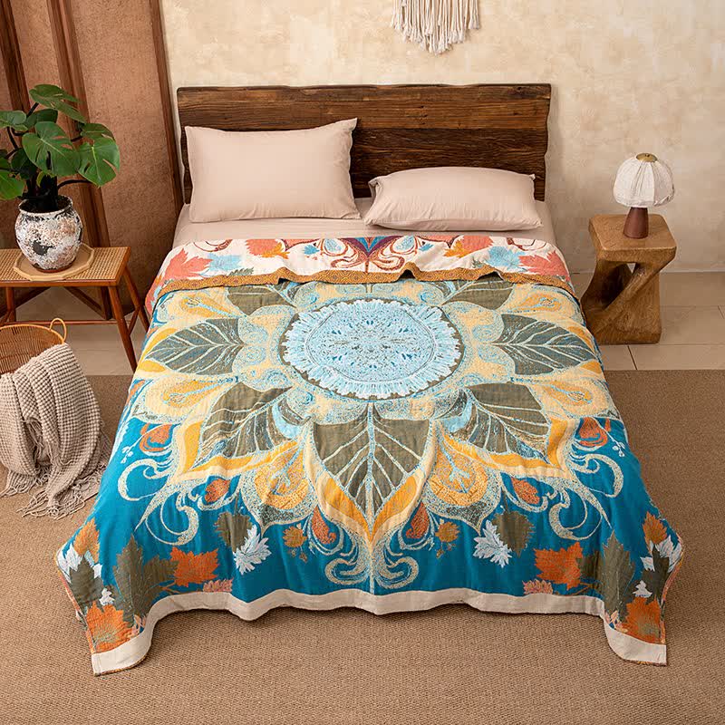 Retro Style Floral Cotton Blanket - image 5