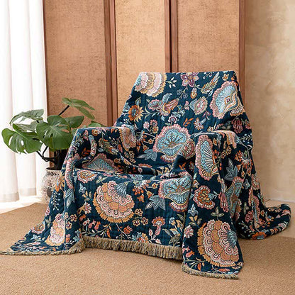 Boho Floral Tassel Cotton Quilt Blanket - image 3