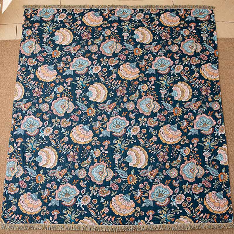 Boho Floral Tassel Cotton Quilt Blanket - image 2