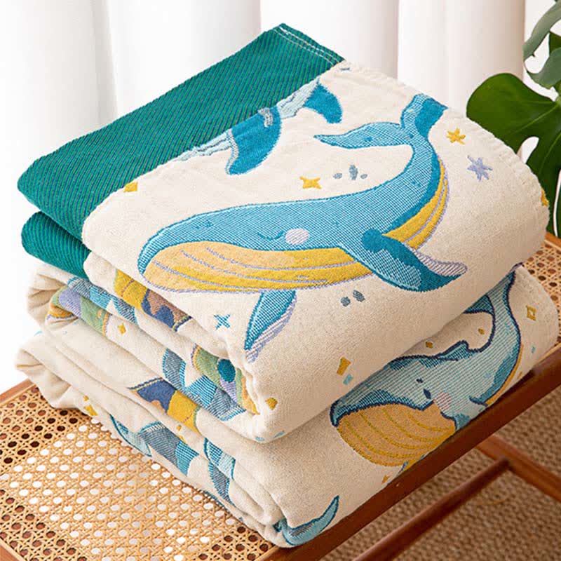 Ocean Whale Dolphin Cotton Blanket - image 3