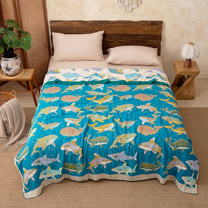 Ocean Whale Dolphin Cotton Blanket - image 5