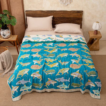 Ocean Whale Dolphin Cotton Blanket - image 5