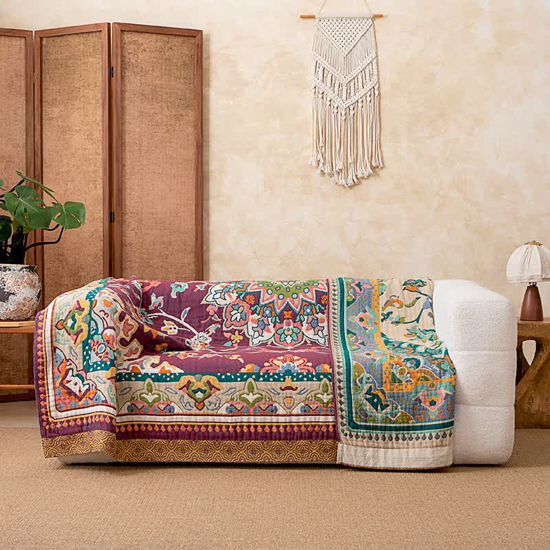 Retro Ethnic Style Cotton Blanket - image 1