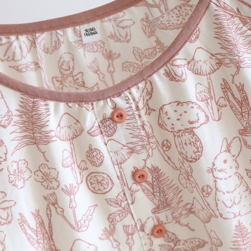 Rustic Mushroom & Bunny Cotton Nightgown - image 5