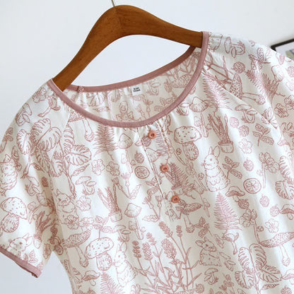Rustic Mushroom & Bunny Cotton Nightgown - image 4