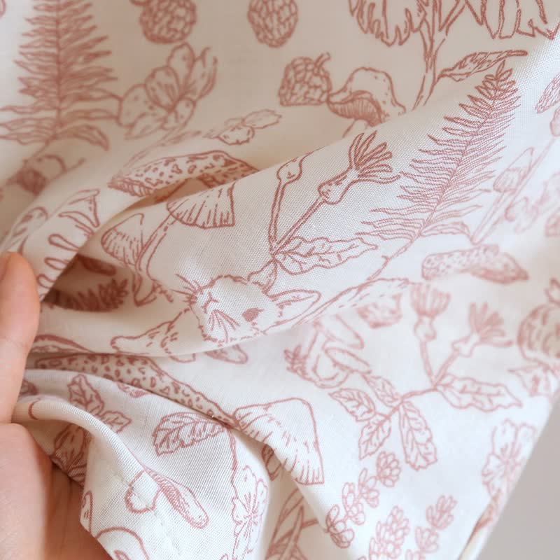 Mushroom & Bunny Cotton Gauze Kimono Robe - image 7