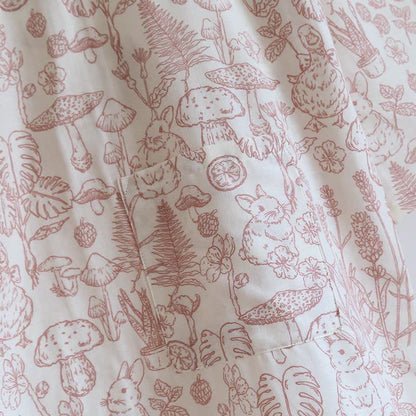 Mushroom & Bunny Cotton Gauze Kimono Robe - image 8