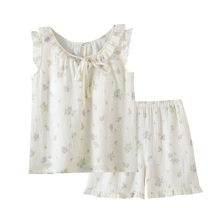 Cartoon Bunny & Floral Cotton Gauze Pajamas - image 2