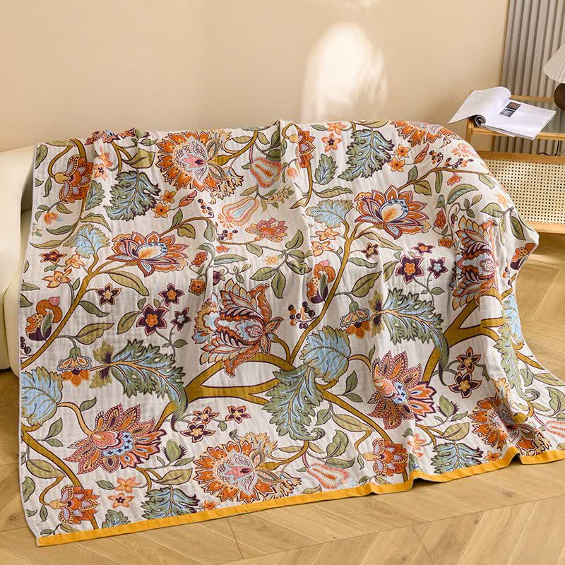 Retro Floral Pure Cotton Quilt Blanket - image 4