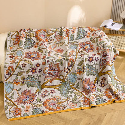 Retro Floral Pure Cotton Quilt Blanket - image 4