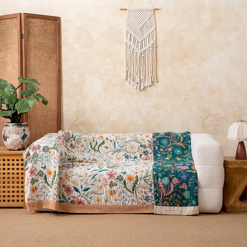 Botanical Floral Pure Cotton Quilt Blanket - image 3