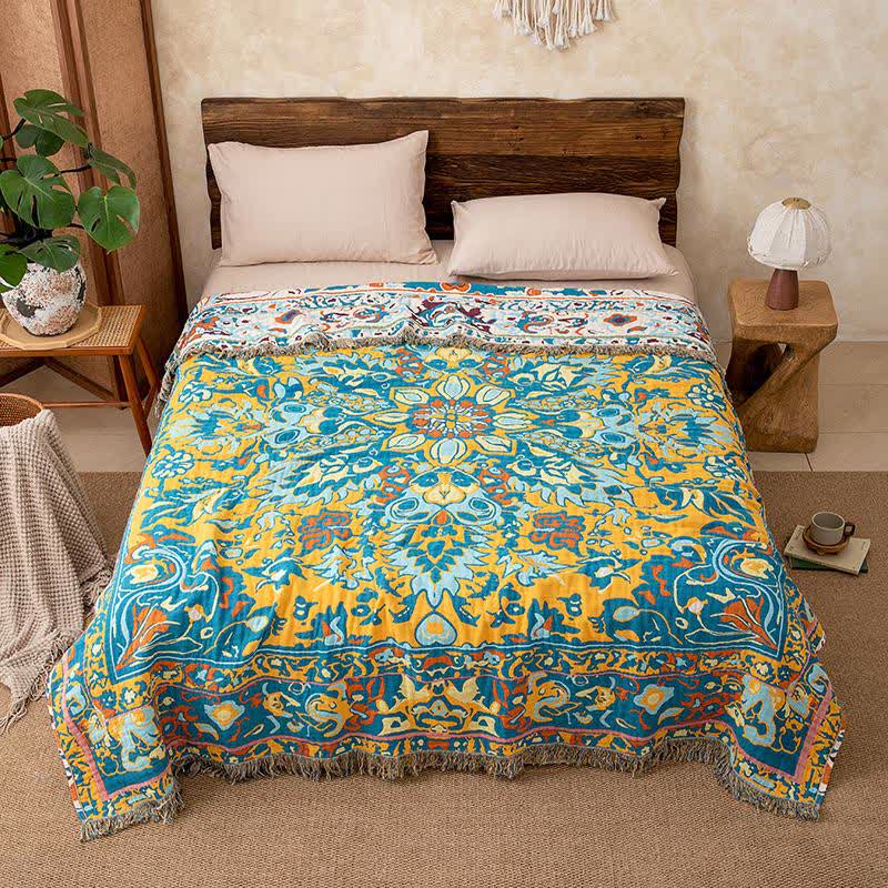Retro Blue Pure Cotton Blanket - image 3