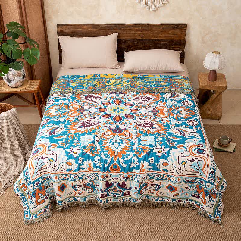 Retro Blue Pure Cotton Blanket - image 2