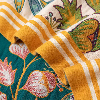 Vibrant Floral Pure Cotton Quilt Blanket - image 5