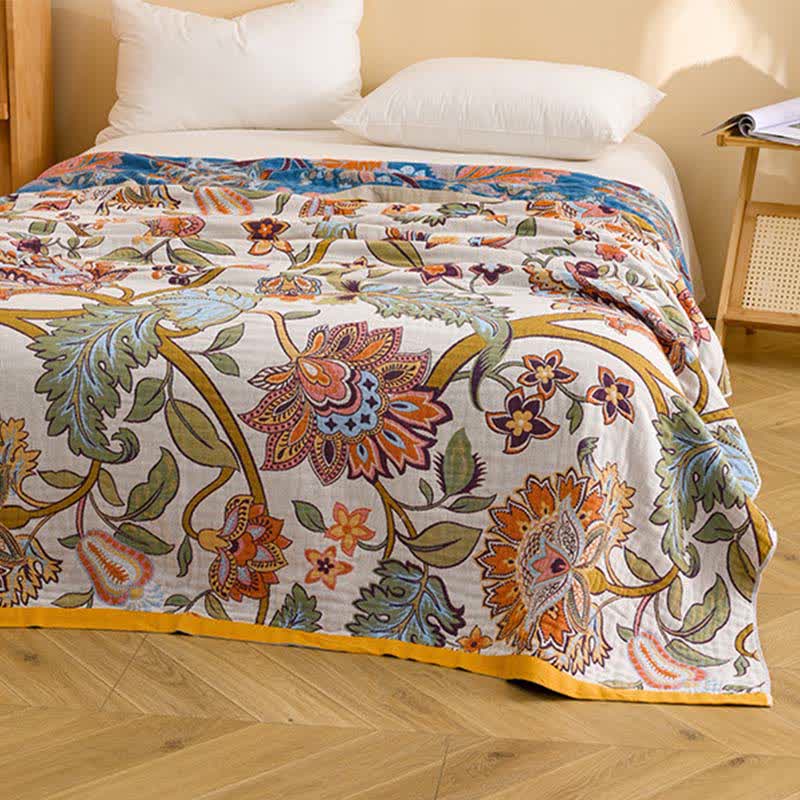 Retro Floral Pure Cotton Quilt Blanket - image 2