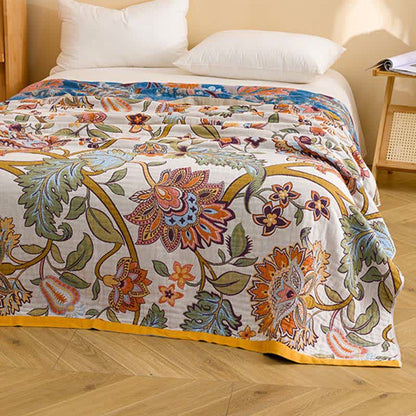 Retro Floral Pure Cotton Quilt Blanket - image 2