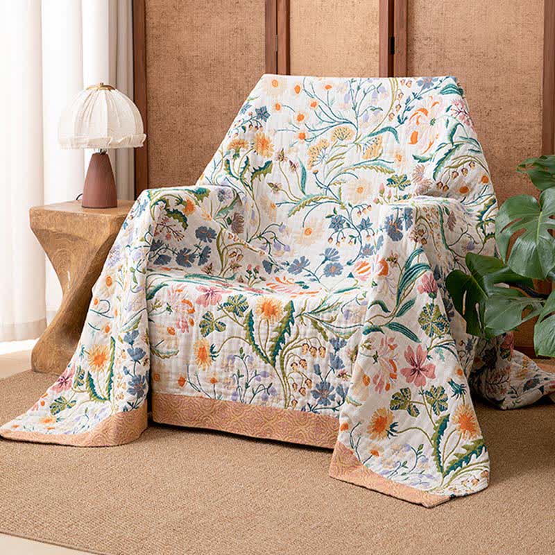 Botanical Floral Pure Cotton Quilt Blanket - image 2