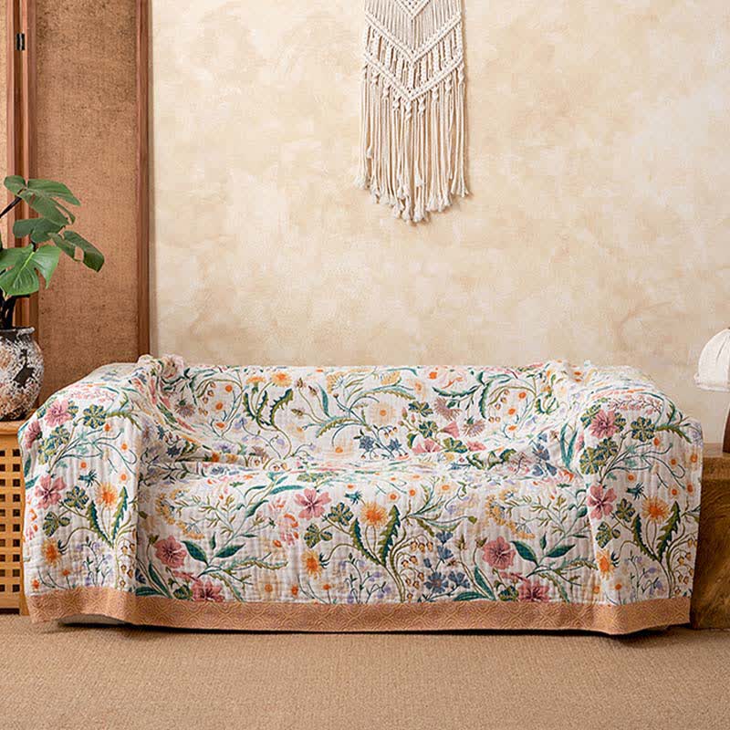 Botanical Floral Pure Cotton Quilt Blanket - image 4
