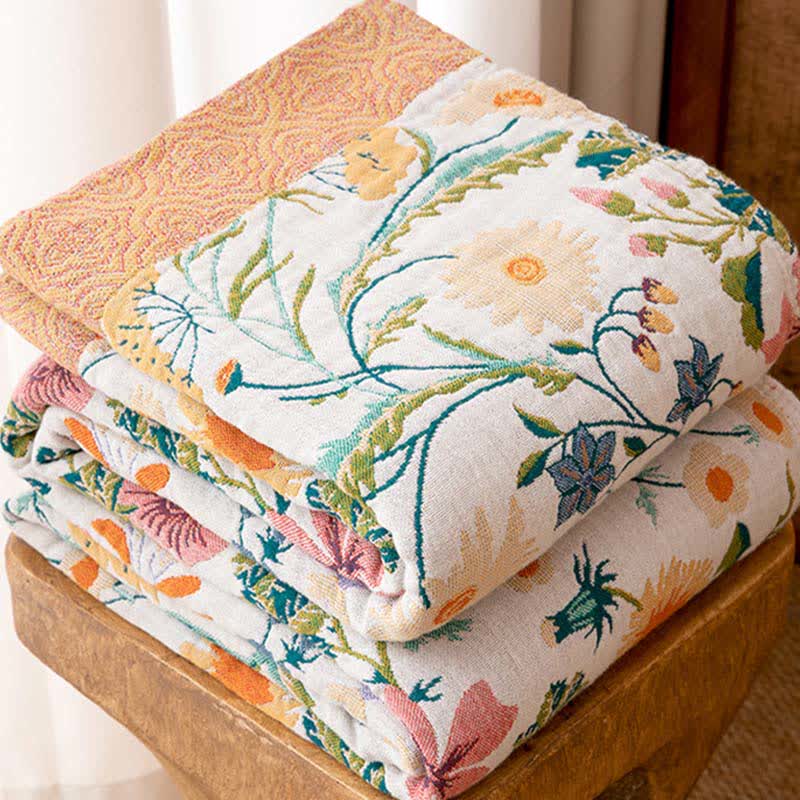 Botanical Floral Pure Cotton Quilt Blanket - image 5