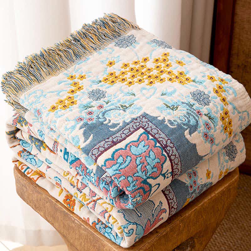 Vintage Style Cotton Tassel Blanket - image 2
