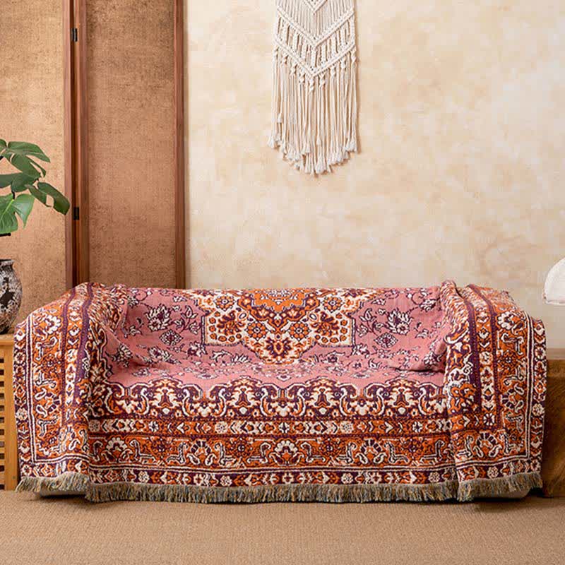 Vintage Floral Cotton Tassel Quilt Blanket - image 3