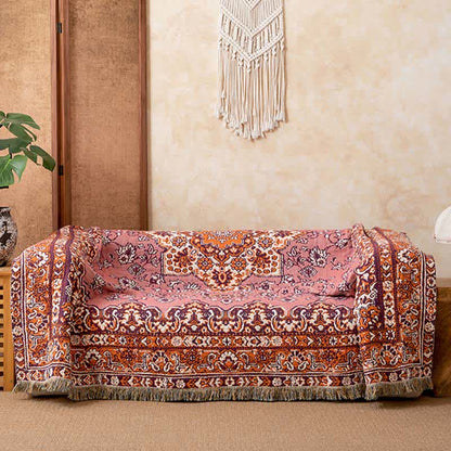 Vintage Floral Cotton Tassel Quilt Blanket - image 3