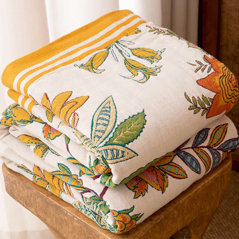 Vibrant Floral Pure Cotton Quilt Blanket - image 4