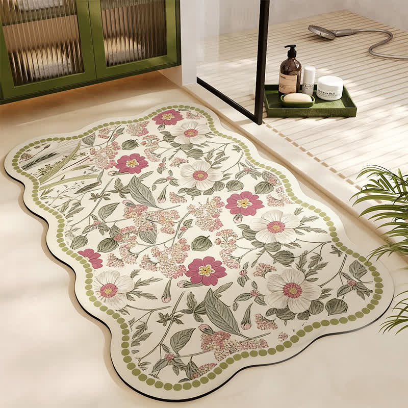 Vintage Floral Diatom Mud Bath Mat - Rectangle - 23" x 35" - image 0