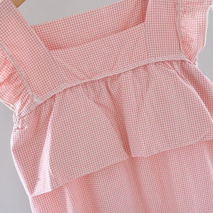 Gingham Flutter Sleeve Cotton Nightgown - image 6