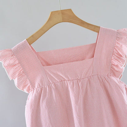 Gingham Flutter Sleeve Cotton Nightgown - image 2