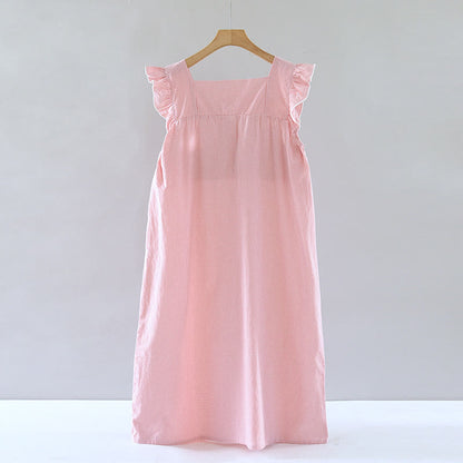 Gingham Flutter Sleeve Cotton Nightgown - image 1