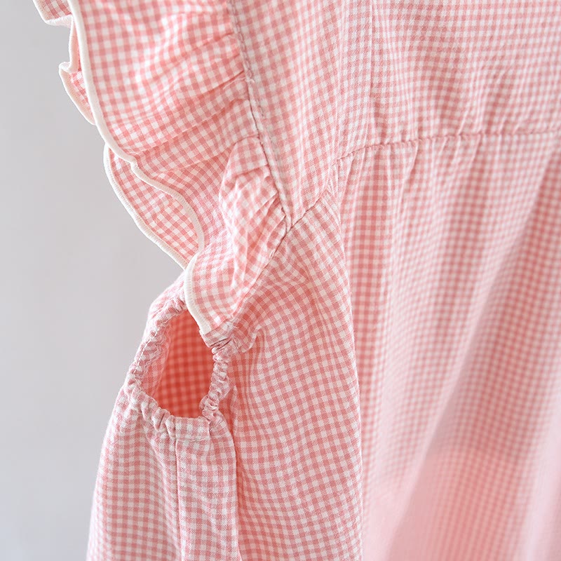 Gingham Flutter Sleeve Cotton Nightgown - image 5