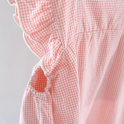 Gingham Flutter Sleeve Cotton Nightgown - image 5