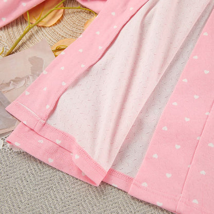 Heart Print Ruffle Knit Pajama Robe - image 11