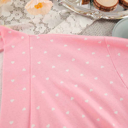 Heart Print Ruffle Knit Pajama Robe - image 9